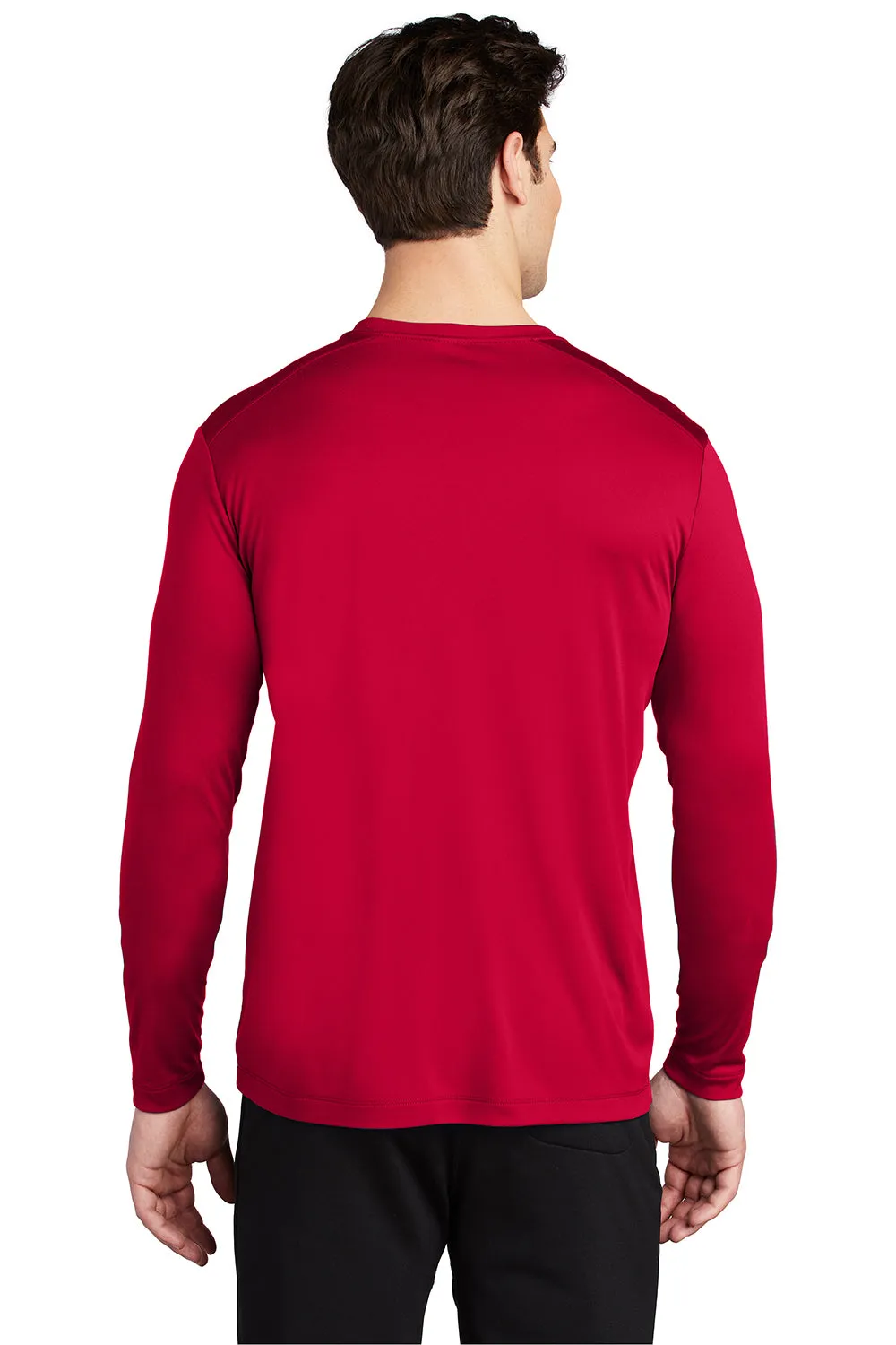 Sport-Tek Mens Moisture Wicking Long Sleeve Crewneck T-Shirt - Deep Red
