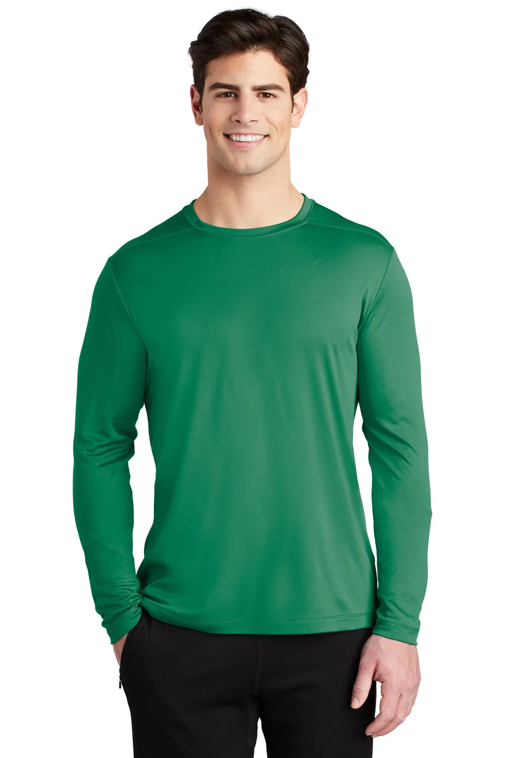 Sport-Tek Mens Moisture Wicking Long Sleeve Crewneck T-Shirt - Kelly Green