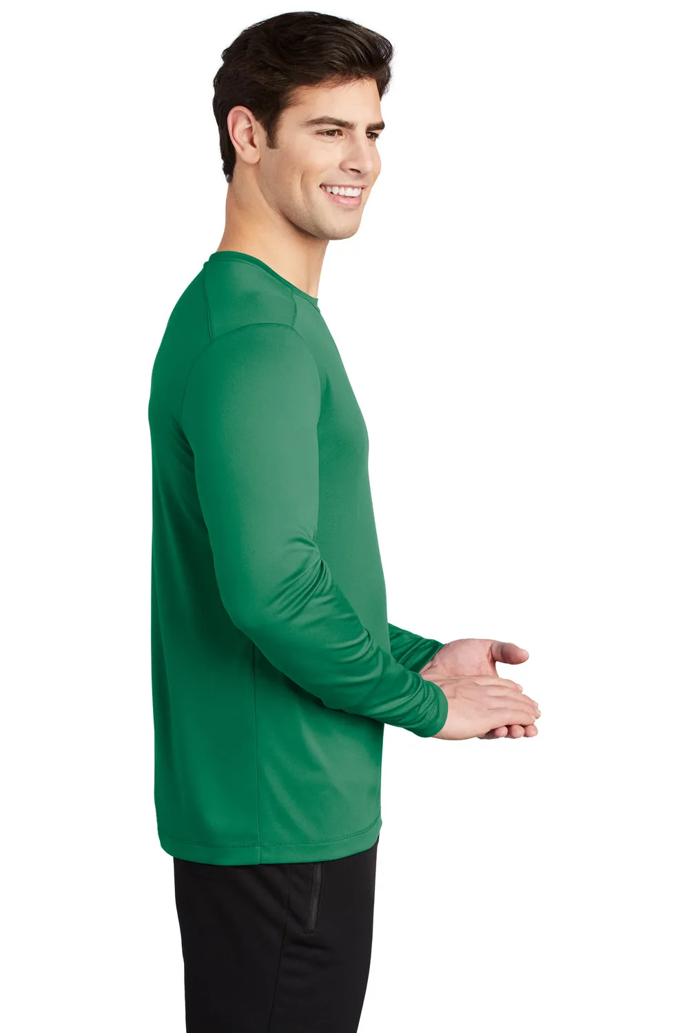 Sport-Tek Mens Moisture Wicking Long Sleeve Crewneck T-Shirt - Kelly Green