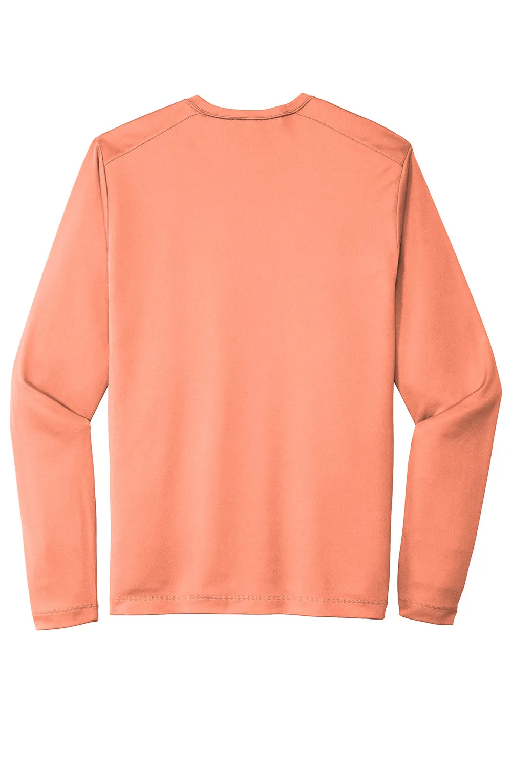 Sport-Tek Mens Moisture Wicking Long Sleeve Crewneck T-Shirt - Soft Coral Orange