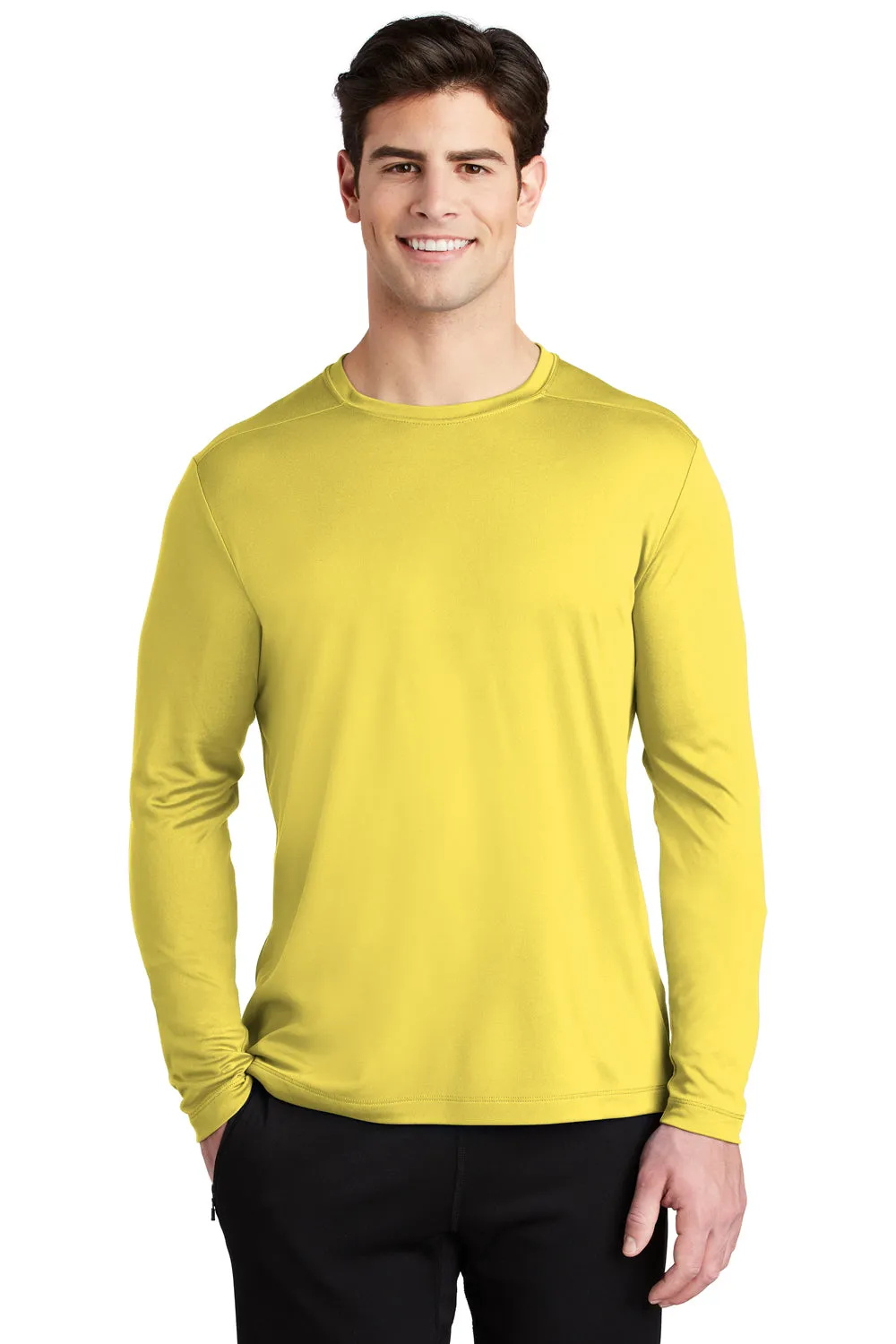 Sport-Tek Mens Moisture Wicking Long Sleeve Crewneck T-Shirt - Yellow