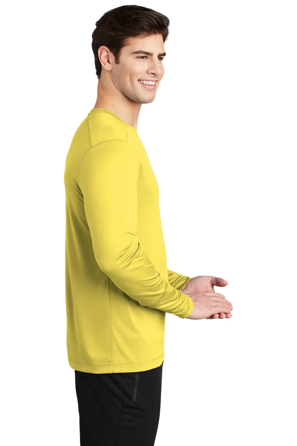 Sport-Tek Mens Moisture Wicking Long Sleeve Crewneck T-Shirt - Yellow