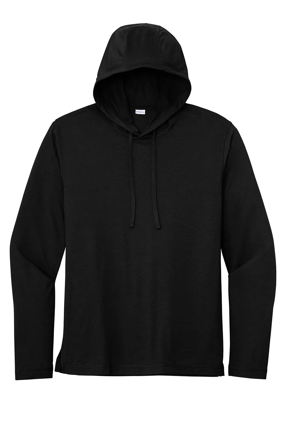 Sport-Tek Mens Moisture Wicking Long Sleeve Hooded T-Shirt Hoodie - Black