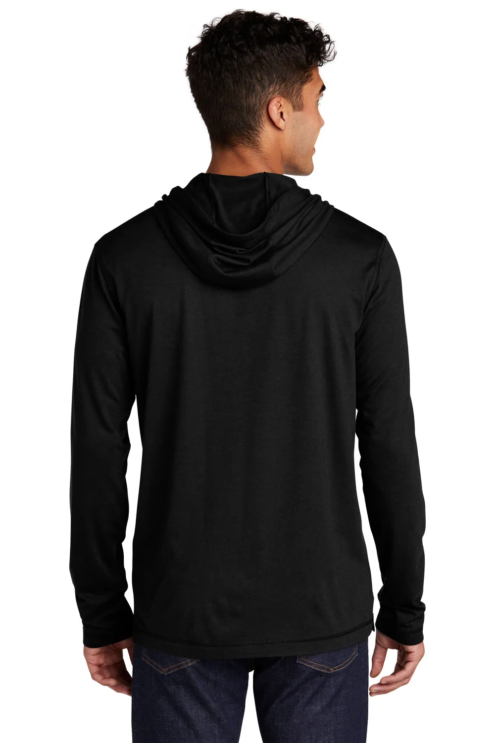 Sport-Tek Mens Moisture Wicking Long Sleeve Hooded T-Shirt Hoodie - Black
