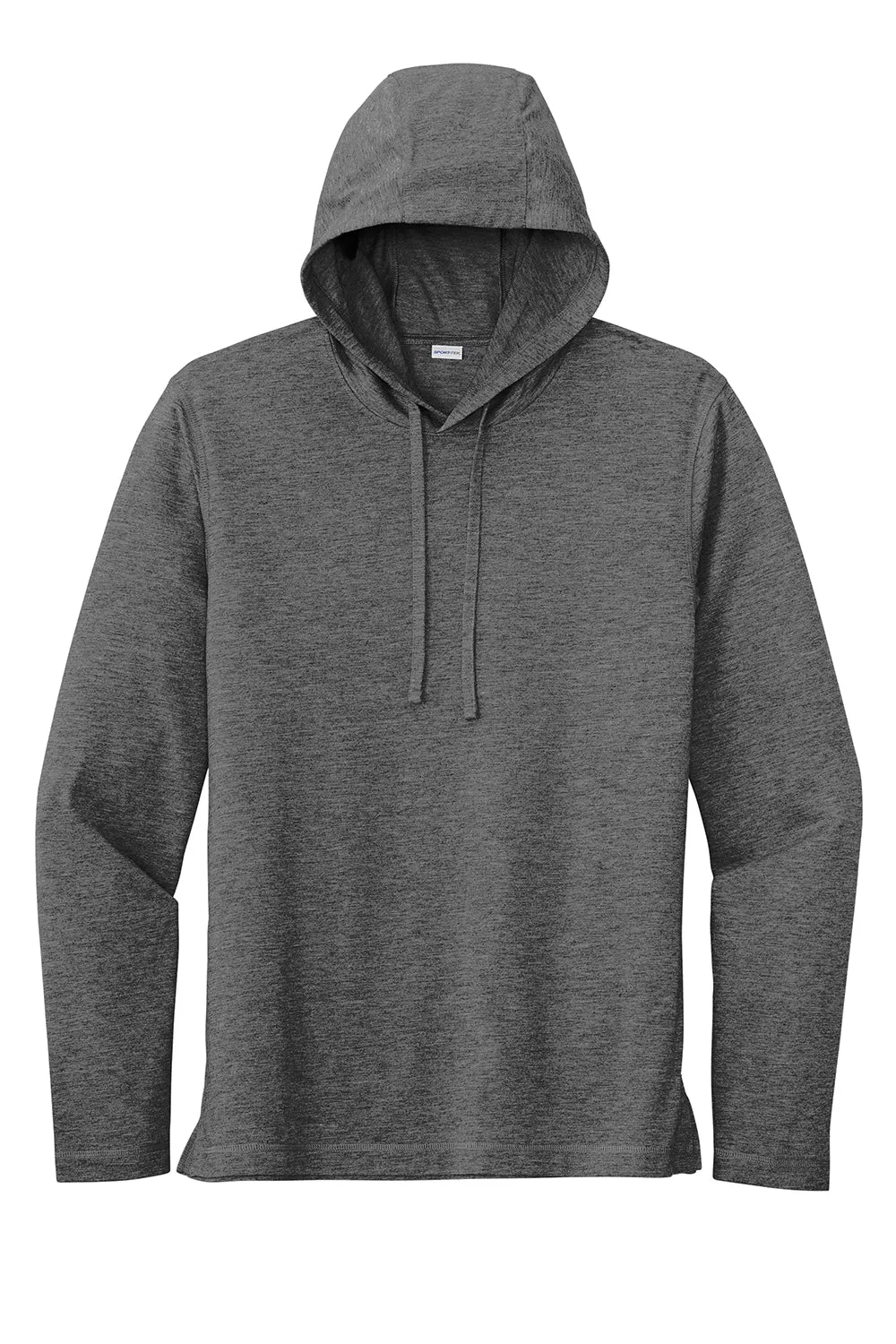 Sport-Tek Mens Moisture Wicking Long Sleeve Hooded T-Shirt Hoodie - Heather Dark Grey