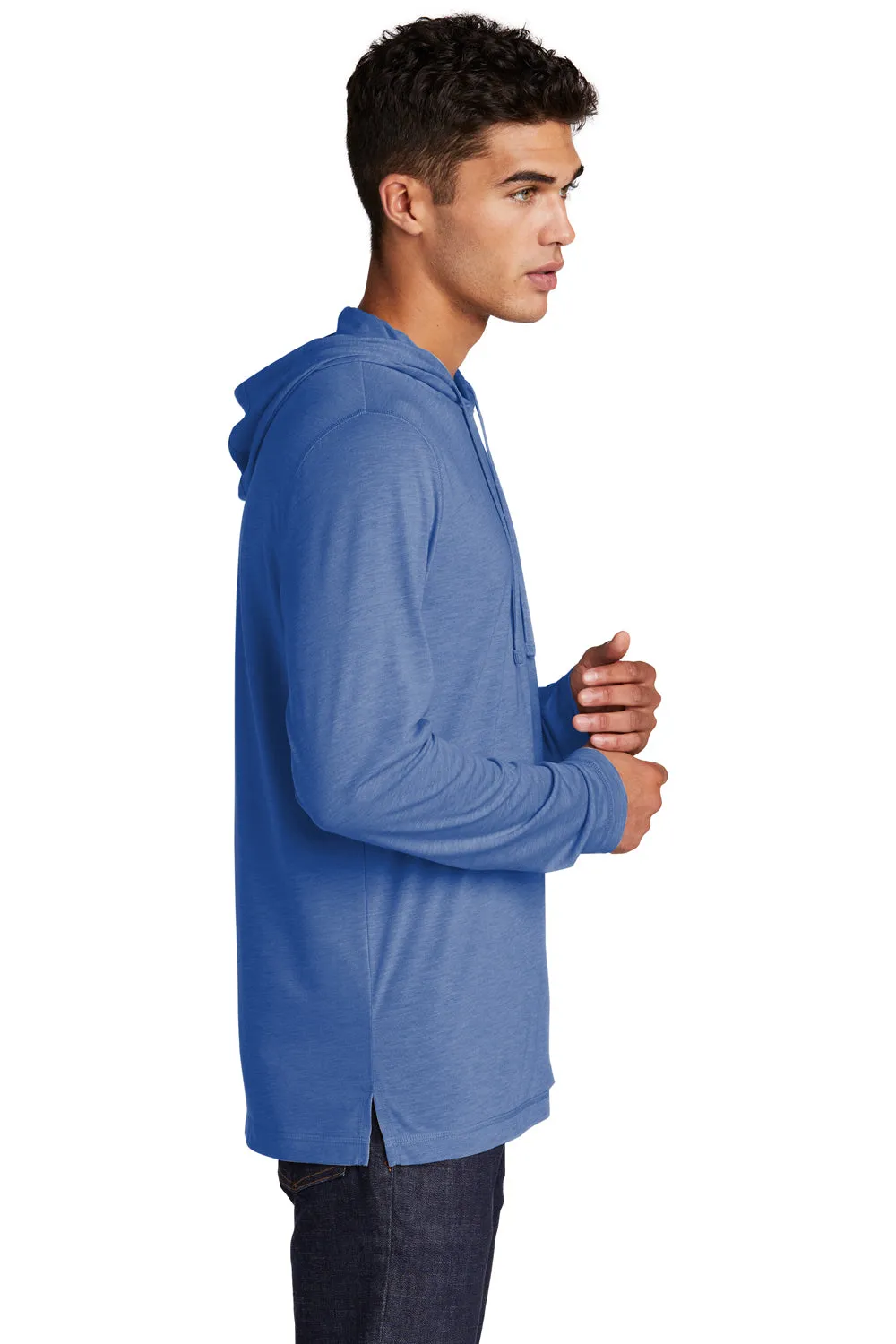 Sport-Tek Mens Moisture Wicking Long Sleeve Hooded T-Shirt Hoodie - Heather True Royal Blue