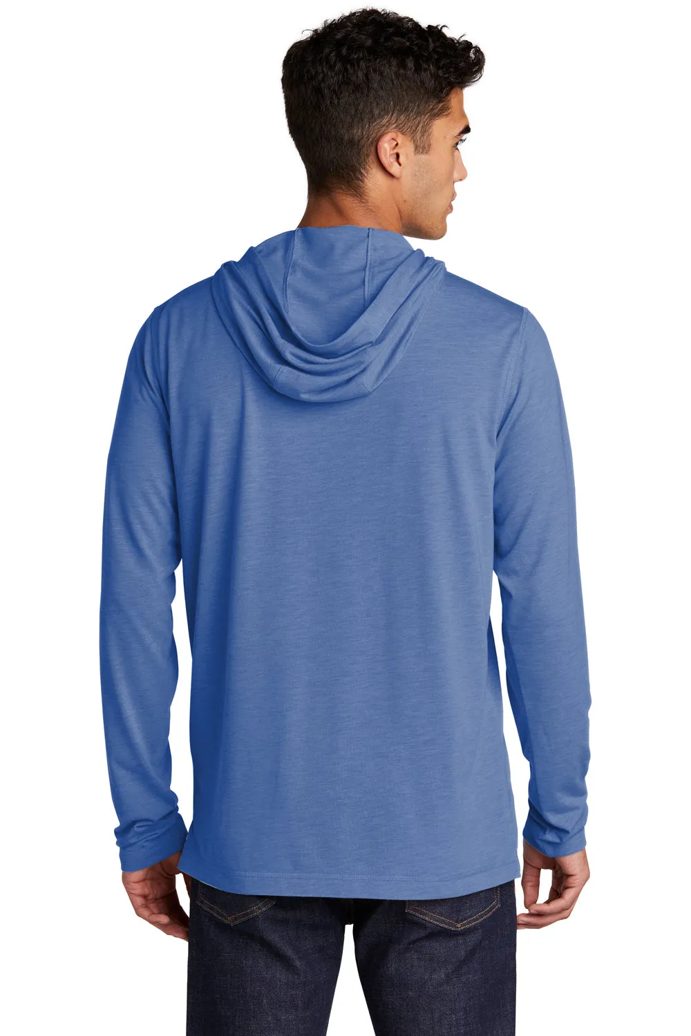 Sport-Tek Mens Moisture Wicking Long Sleeve Hooded T-Shirt Hoodie - Heather True Royal Blue