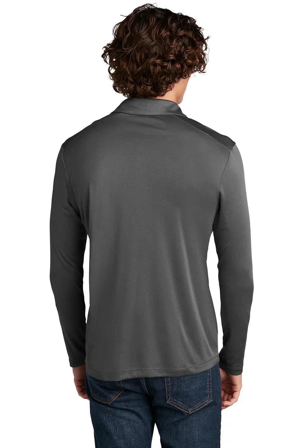 Sport-Tek Mens Moisture Wicking Long Sleeve Polo Shirt - Dark Smoke Grey
