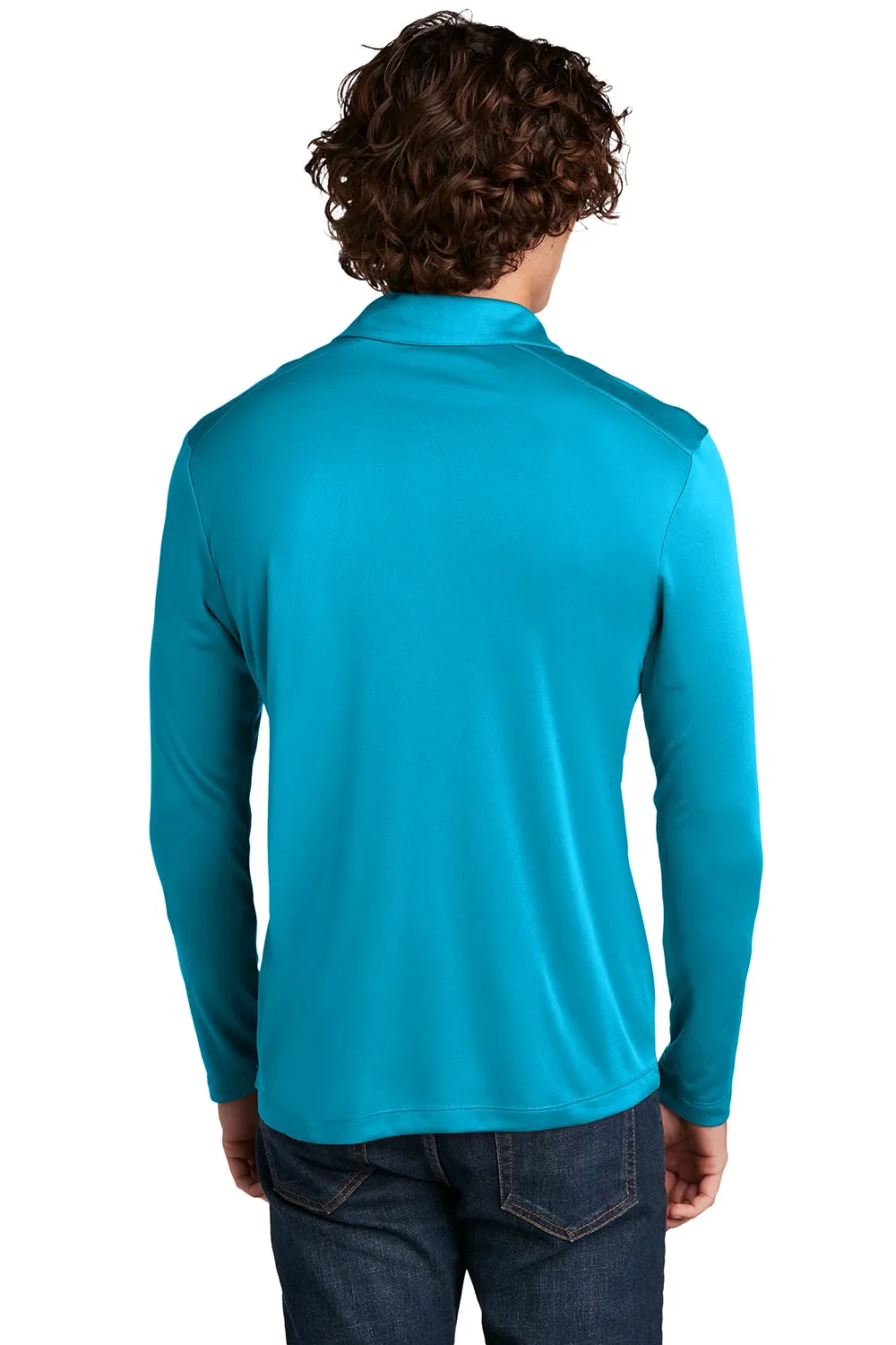 Sport-Tek Mens Moisture Wicking Long Sleeve Polo Shirt - Sapphire Blue - Closeout