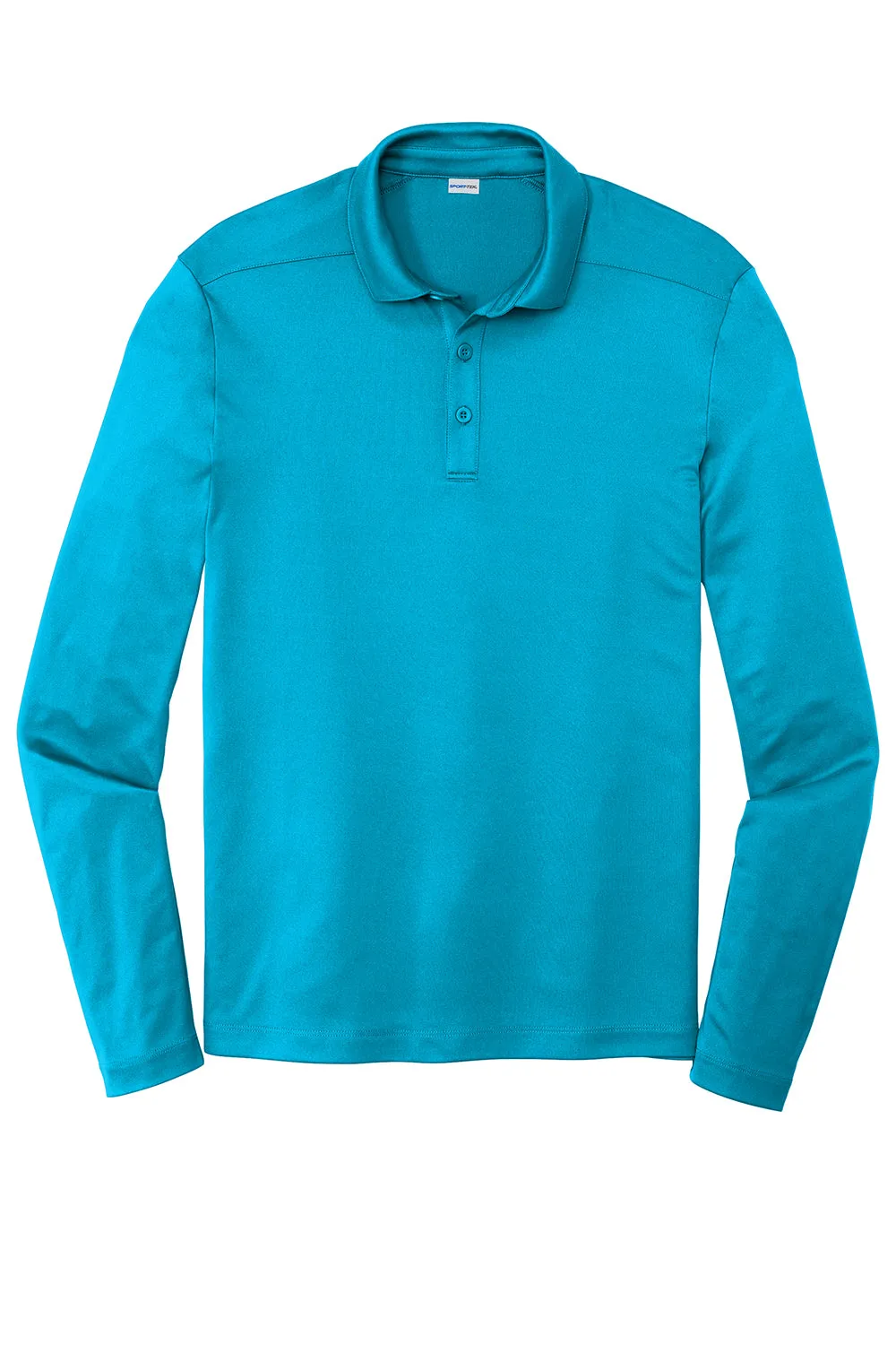 Sport-Tek Mens Moisture Wicking Long Sleeve Polo Shirt - Sapphire Blue - Closeout