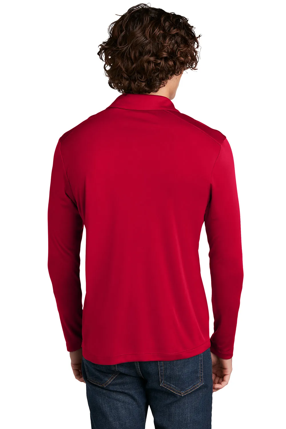 Sport-Tek Mens Moisture Wicking Long Sleeve Polo Shirt - True Red