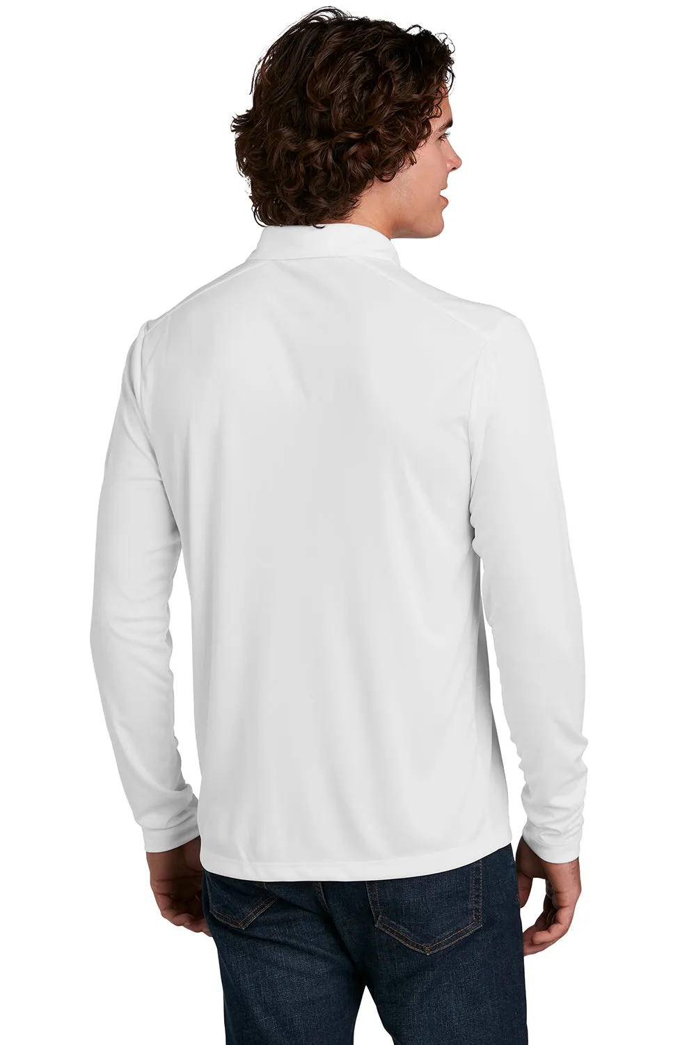 Sport-Tek Mens Moisture Wicking Long Sleeve Polo Shirt - White