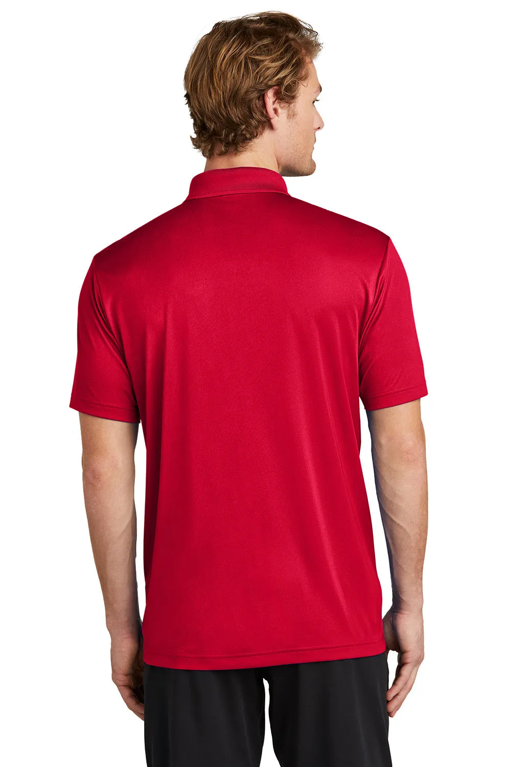 Sport-Tek Mens Moisture Wicking Re-Compete Short Sleeve Polo Shirt - Deep Red