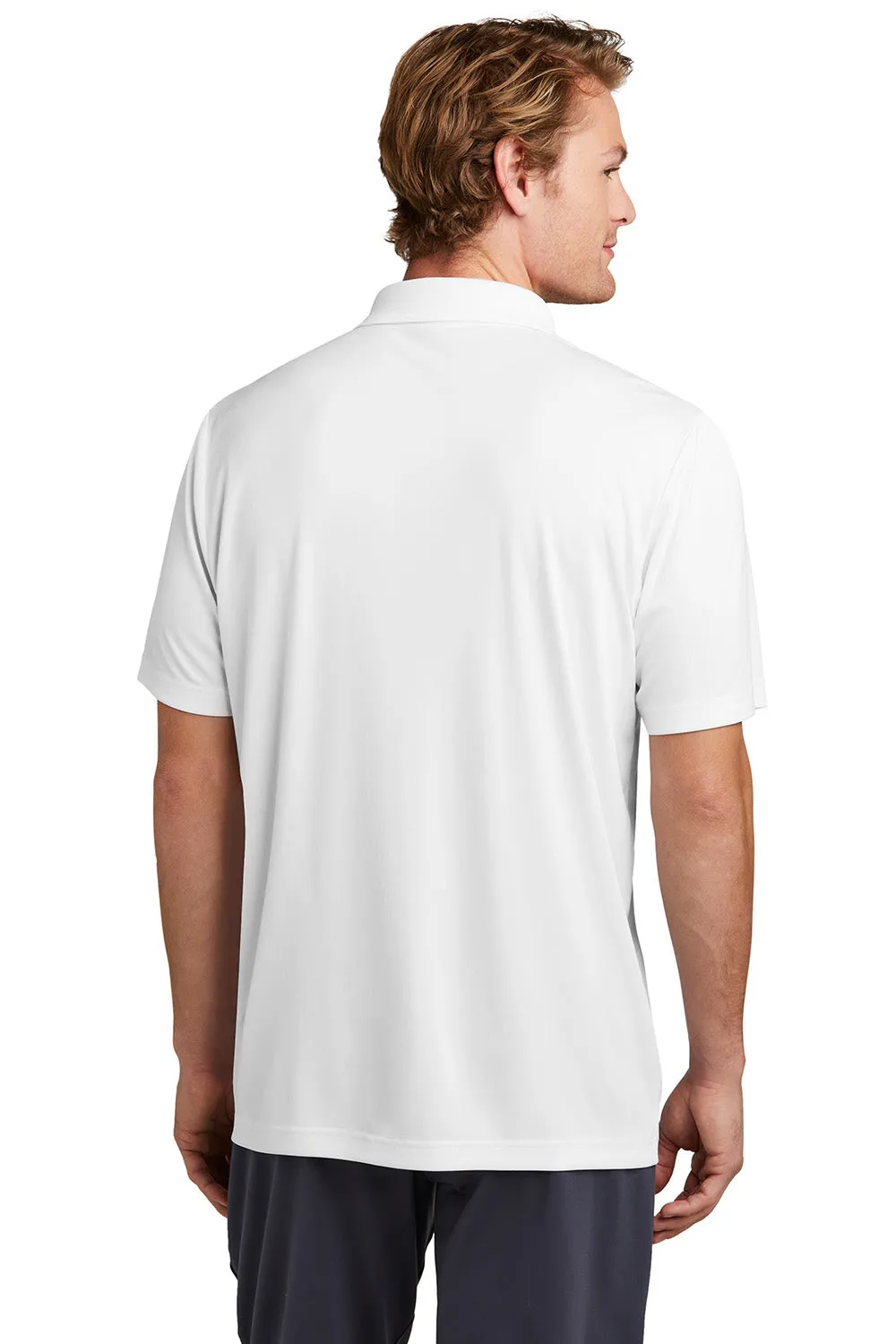Sport-Tek Mens Moisture Wicking Re-Compete Short Sleeve Polo Shirt - White