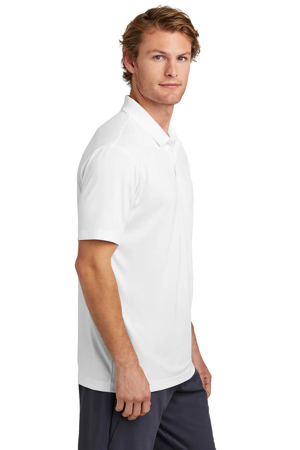 Sport-Tek Mens Moisture Wicking Re-Compete Short Sleeve Polo Shirt - White