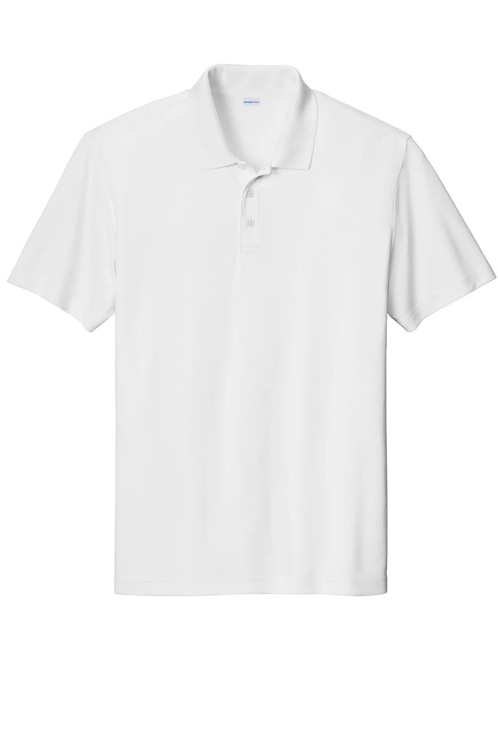Sport-Tek Mens Moisture Wicking Re-Compete Short Sleeve Polo Shirt - White
