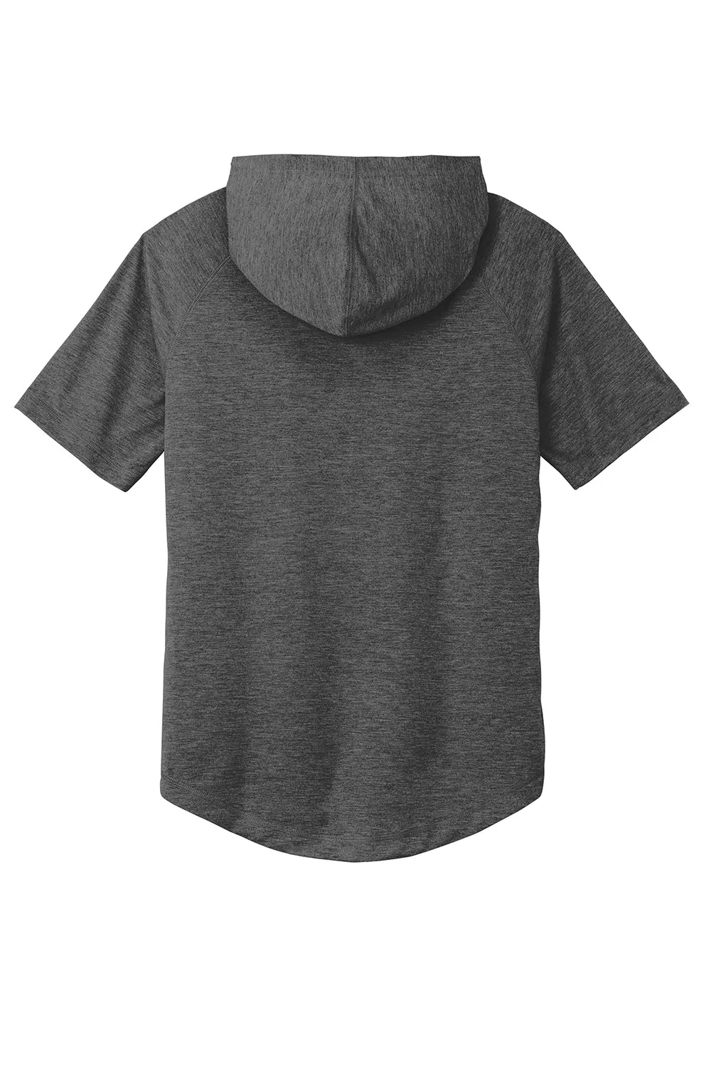 Sport-Tek Mens Moisture Wicking Short Sleeve Hooded T-Shirt Hoodie - Heather Dark Grey
