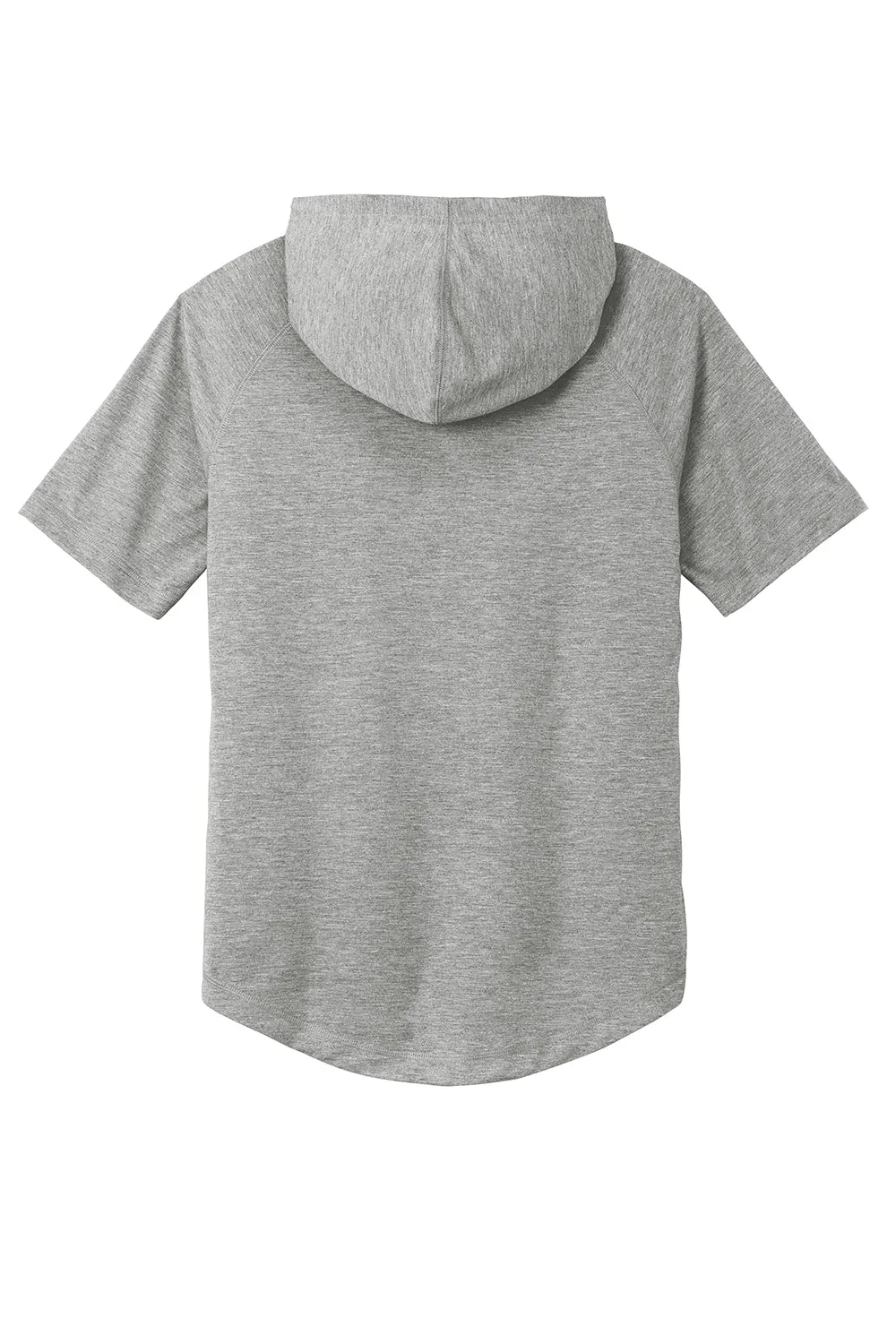 Sport-Tek Mens Moisture Wicking Short Sleeve Hooded T-Shirt Hoodie - Heather Light Grey