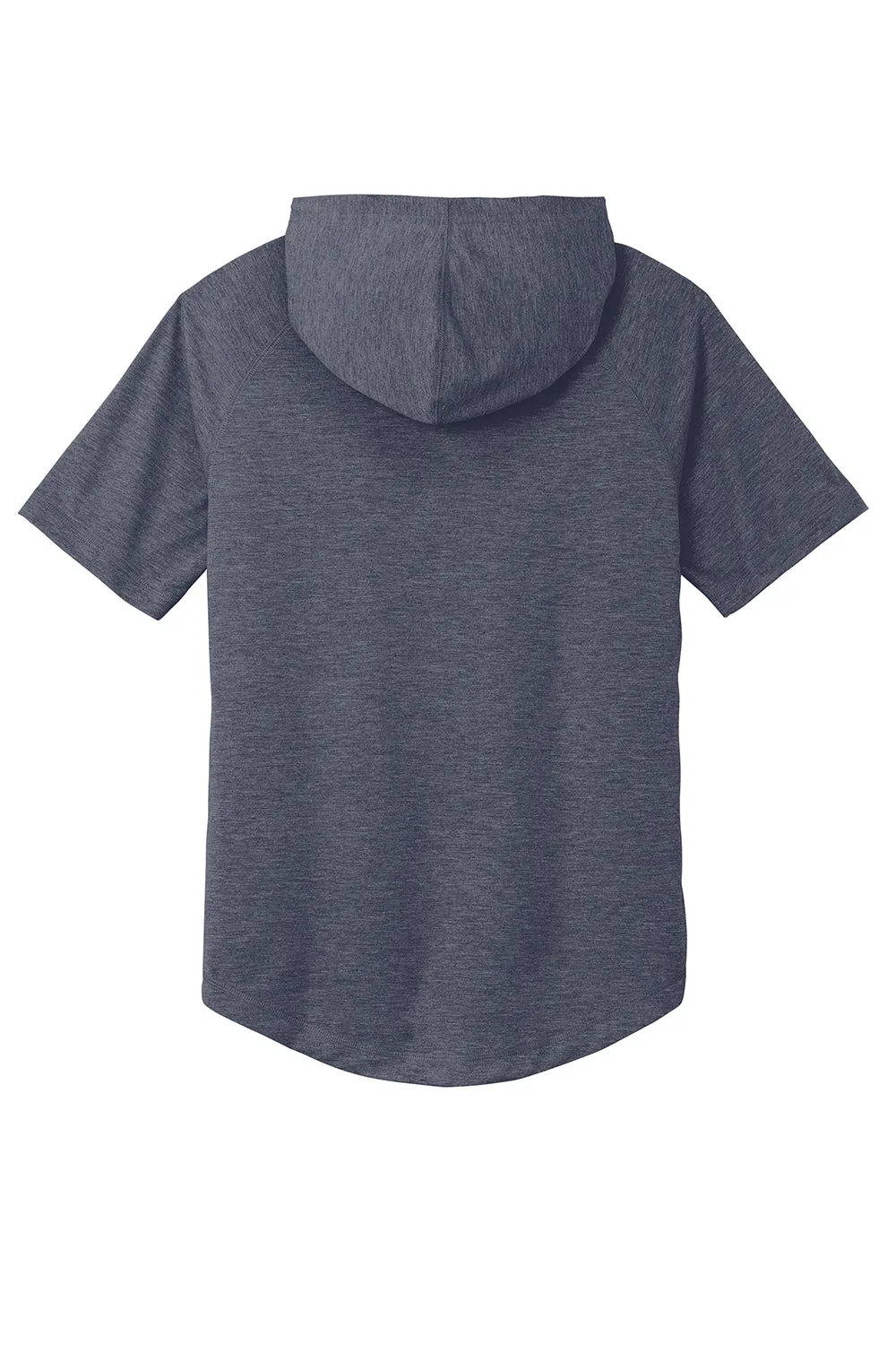 Sport-Tek Mens Moisture Wicking Short Sleeve Hooded T-Shirt Hoodie - Heather True Navy Blue