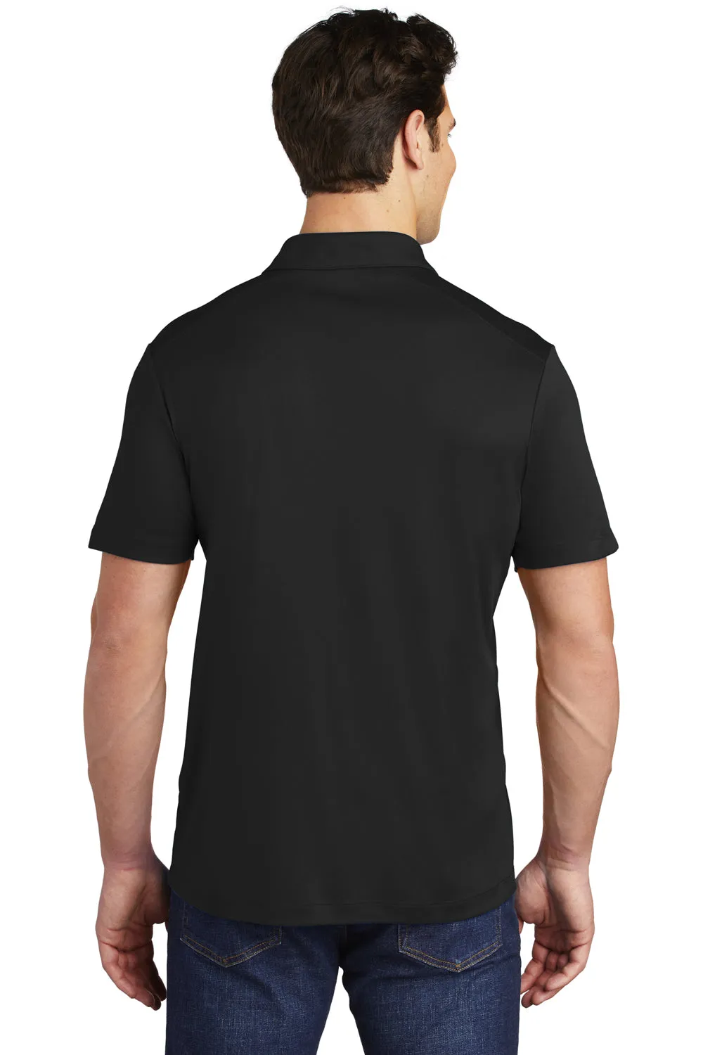 Sport-Tek Mens Moisture Wicking Short Sleeve Polo Shirt - Black