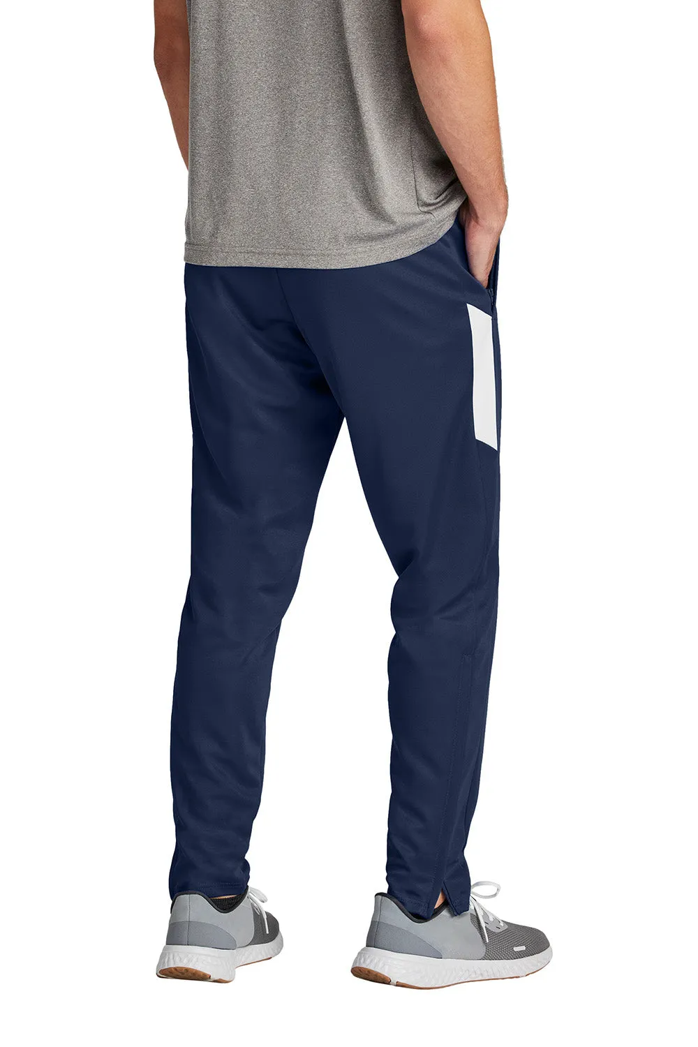 Sport-Tek Mens Moisture Wicking Travel Pants w/ Pockets - True Navy Blue/White