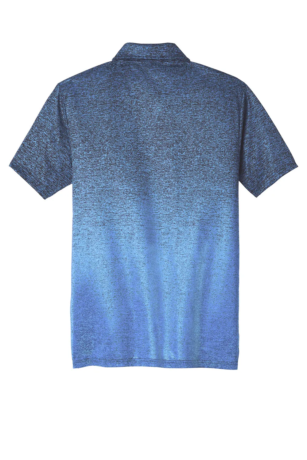 Sport-Tek Mens Ombre Heather Moisture Wicking Short Sleeve Polo Shirt - Carolina Blue/True Navy Blue