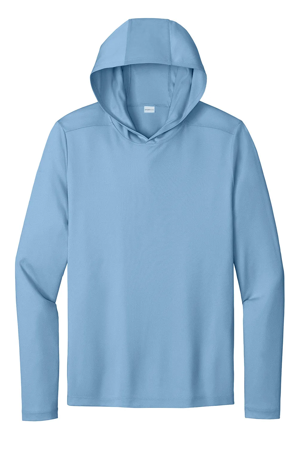 Sport-Tek Mens Posi-UV Pro Moisture Wicking Long Sleeve Hooded T-Shirt Hoodie - Light Blue