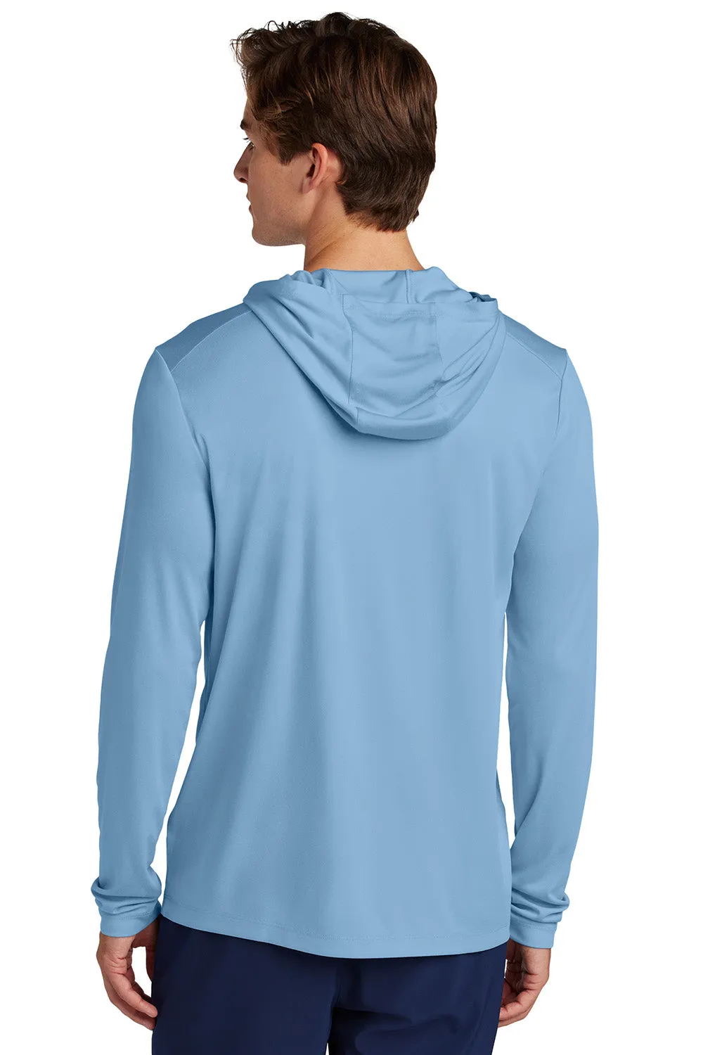 Sport-Tek Mens Posi-UV Pro Moisture Wicking Long Sleeve Hooded T-Shirt Hoodie - Light Blue
