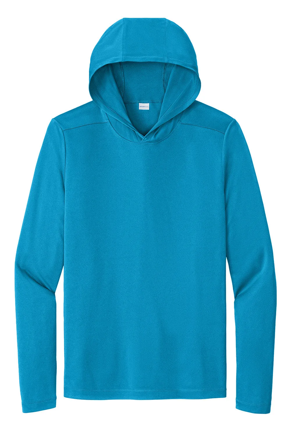 Sport-Tek Mens Posi-UV Pro Moisture Wicking Long Sleeve Hooded T-Shirt Hoodie - Sapphire Blue
