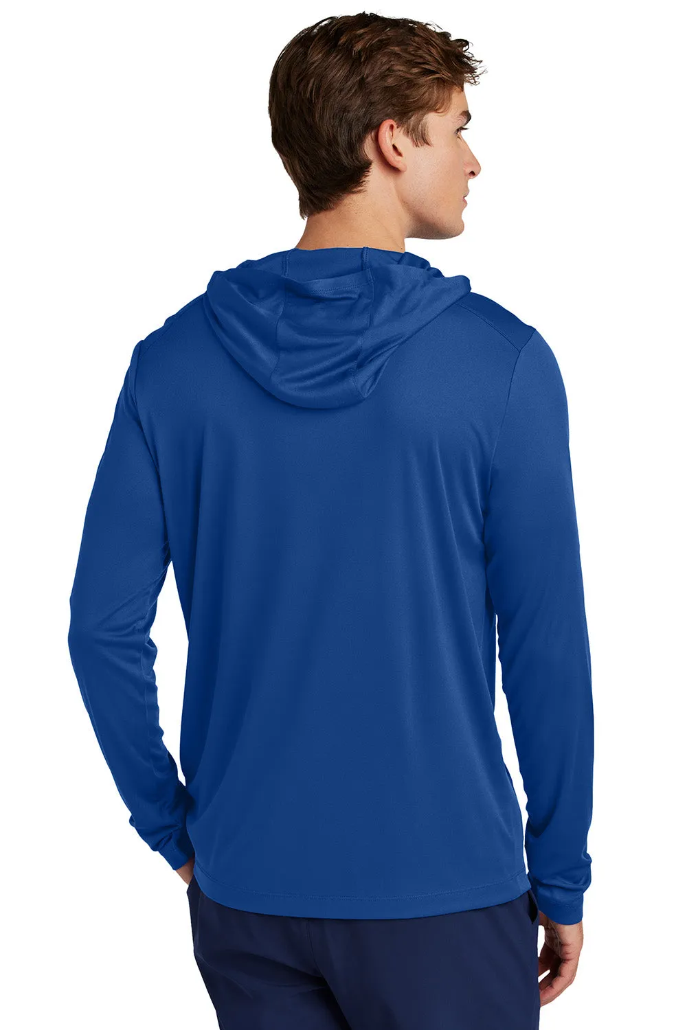 Sport-Tek Mens Posi-UV Pro Moisture Wicking Long Sleeve Hooded T-Shirt Hoodie - True Royal Blue
