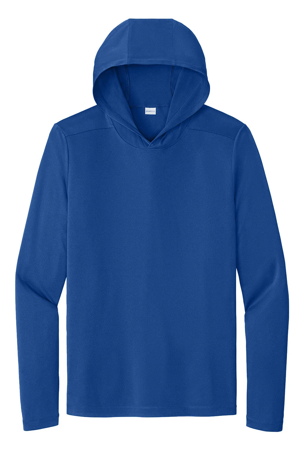 Sport-Tek Mens Posi-UV Pro Moisture Wicking Long Sleeve Hooded T-Shirt Hoodie - True Royal Blue