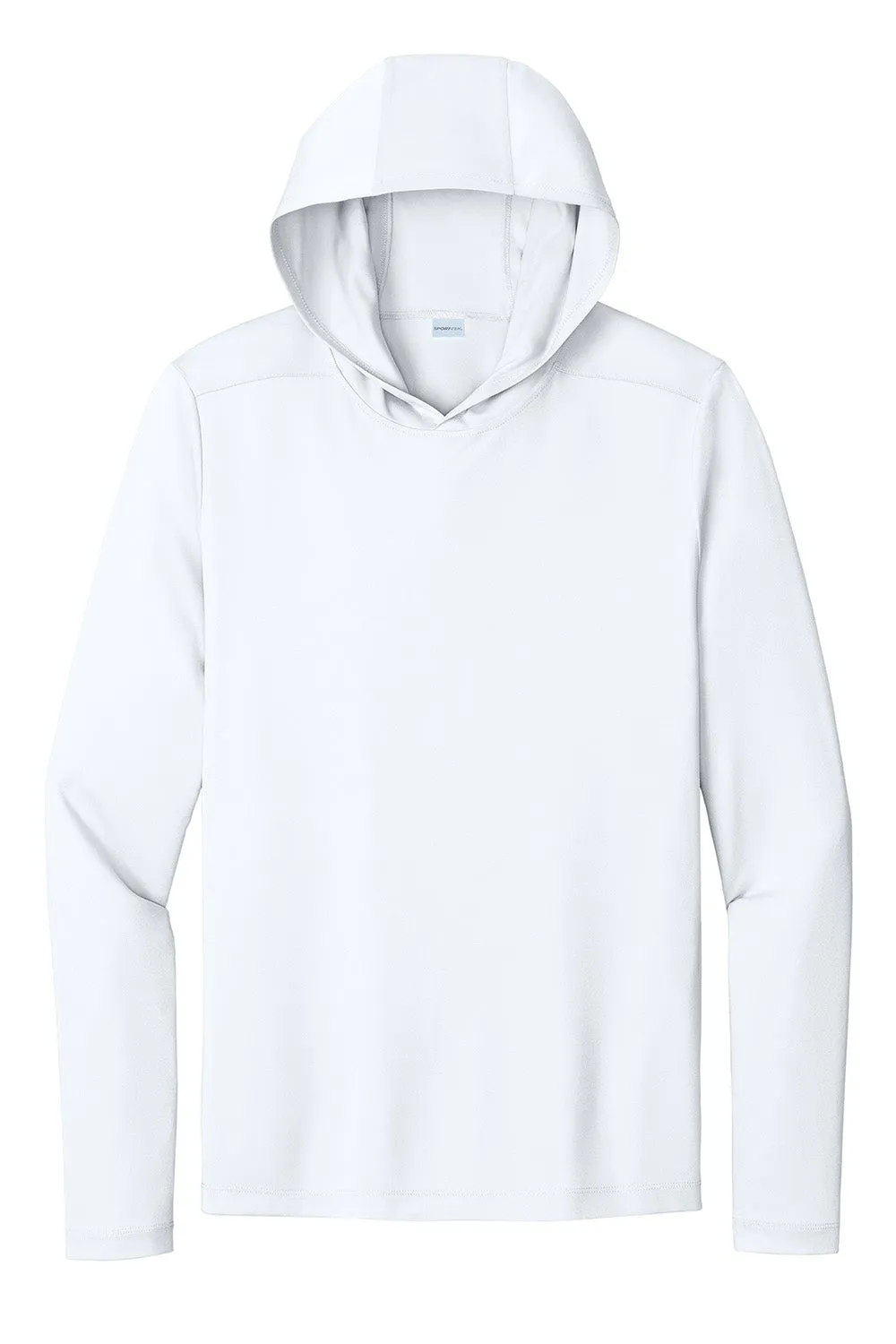 Sport-Tek Mens Posi-UV Pro Moisture Wicking Long Sleeve Hooded T-Shirt Hoodie - White