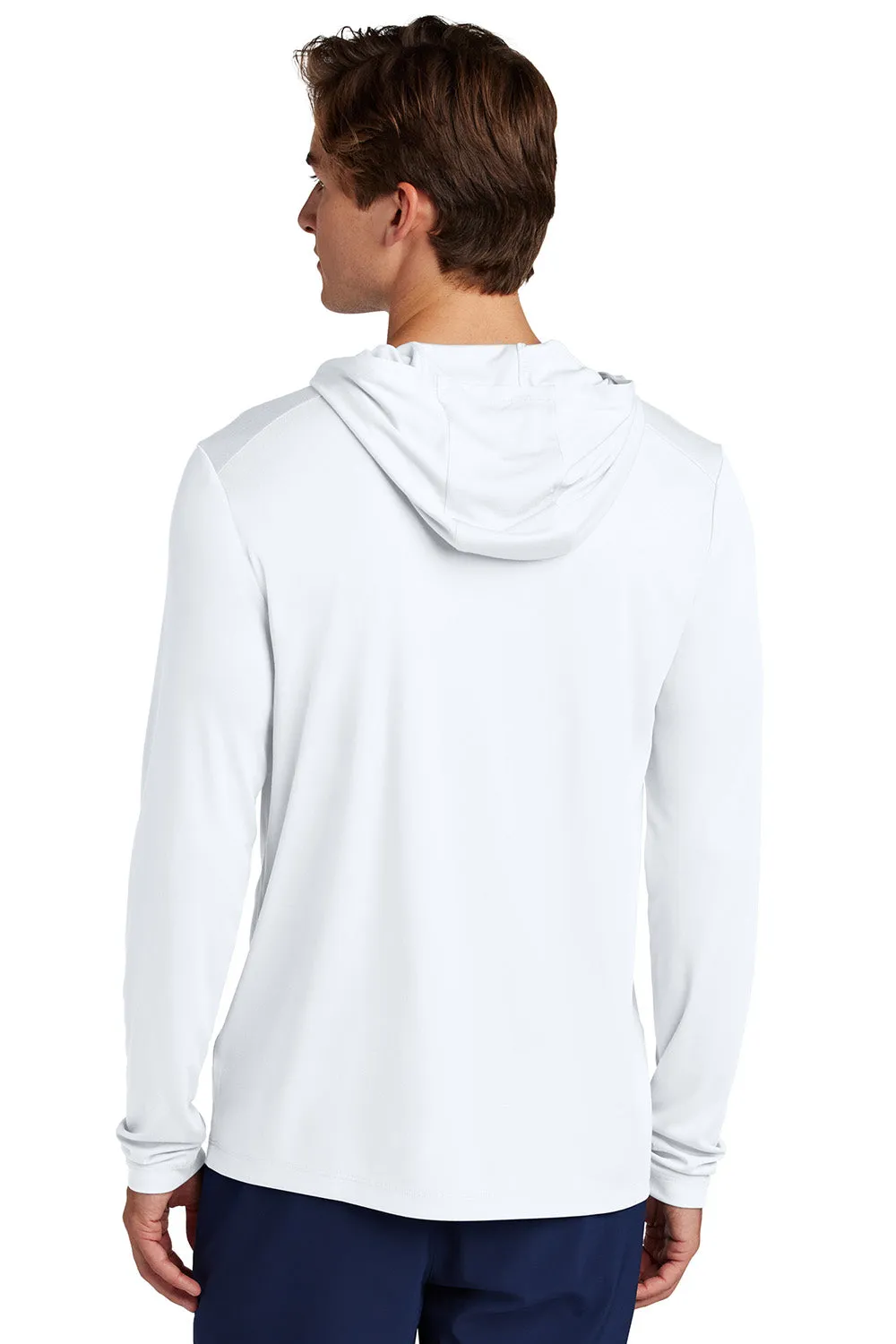 Sport-Tek Mens Posi-UV Pro Moisture Wicking Long Sleeve Hooded T-Shirt Hoodie - White