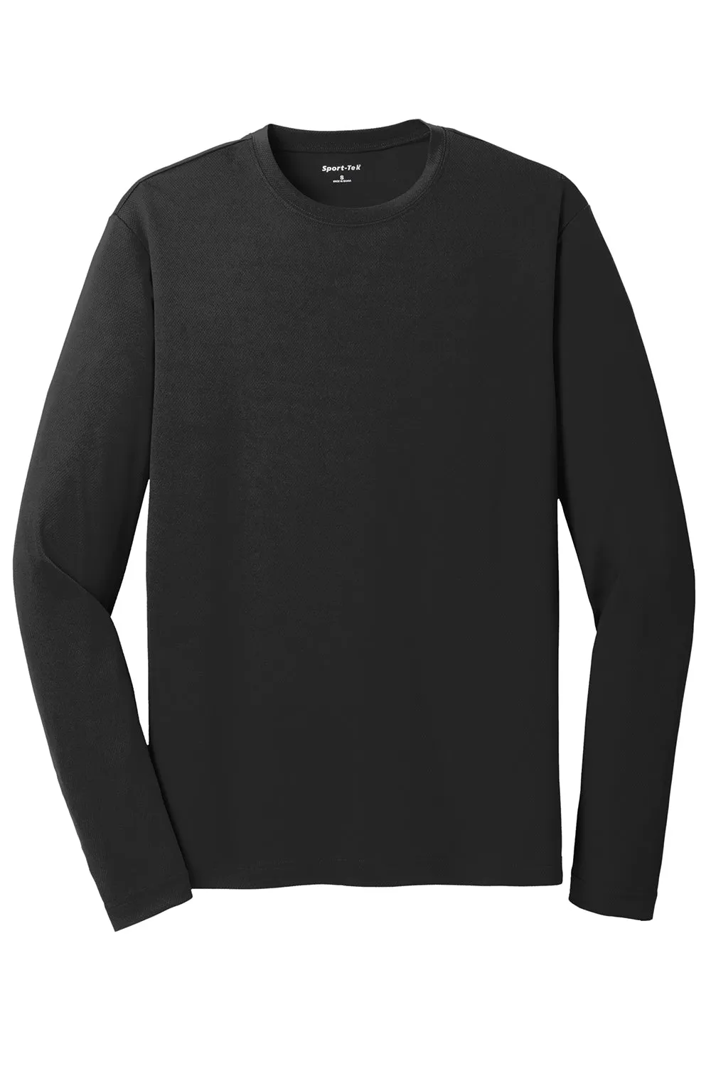 Sport-Tek Mens RacerMesh Moisture Wicking Long Sleeve Crewneck T-Shirt - Black