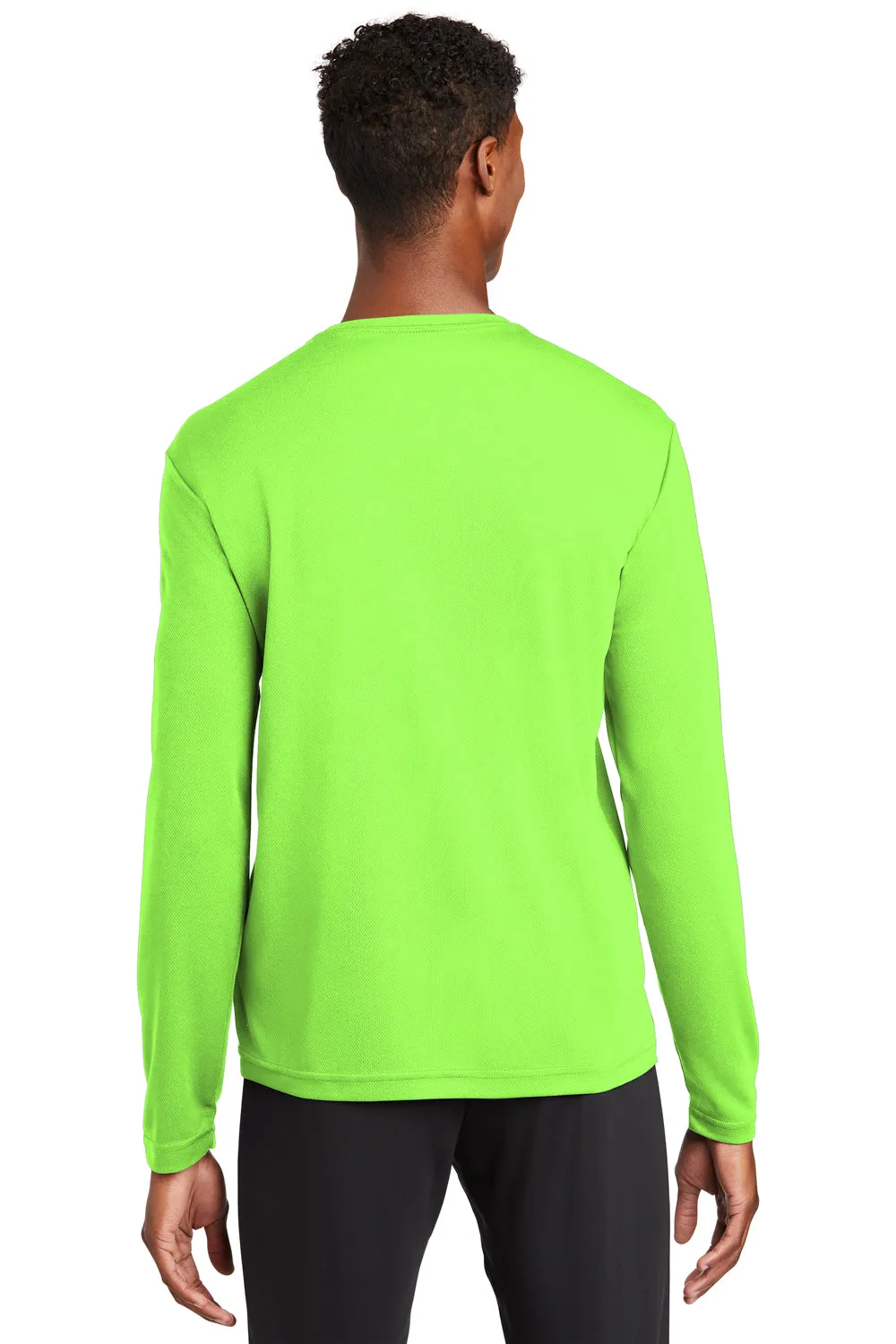 Sport-Tek Mens RacerMesh Moisture Wicking Long Sleeve Crewneck T-Shirt - Neon Green