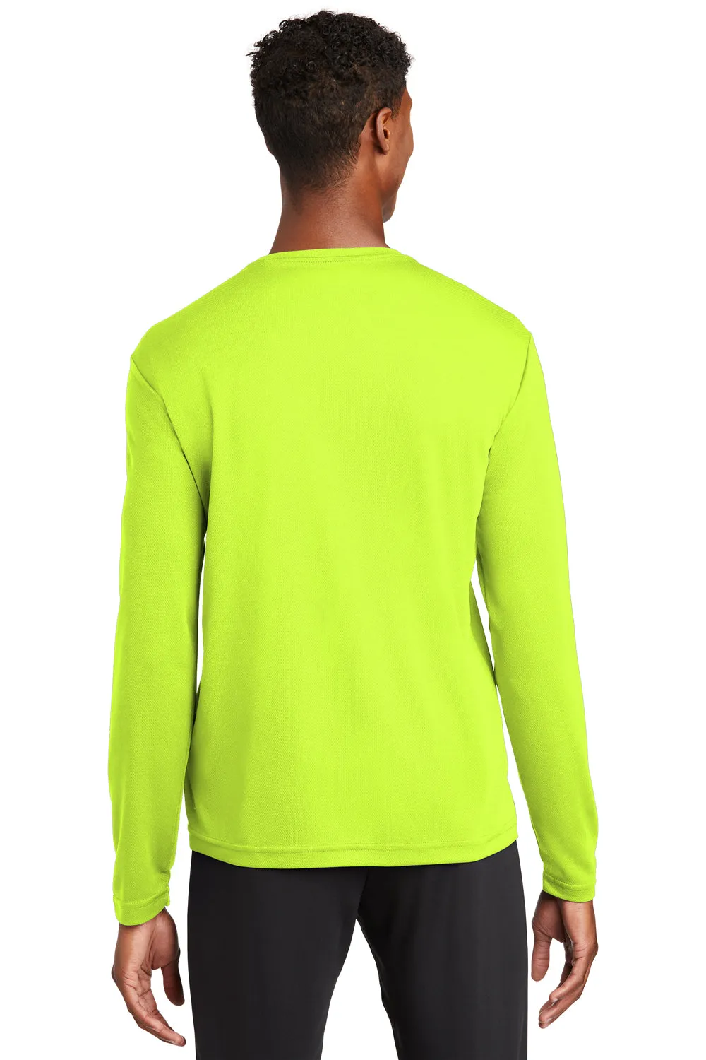 Sport-Tek Mens RacerMesh Moisture Wicking Long Sleeve Crewneck T-Shirt - Neon Yellow