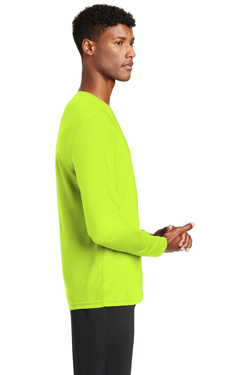 Sport-Tek Mens RacerMesh Moisture Wicking Long Sleeve Crewneck T-Shirt - Neon Yellow