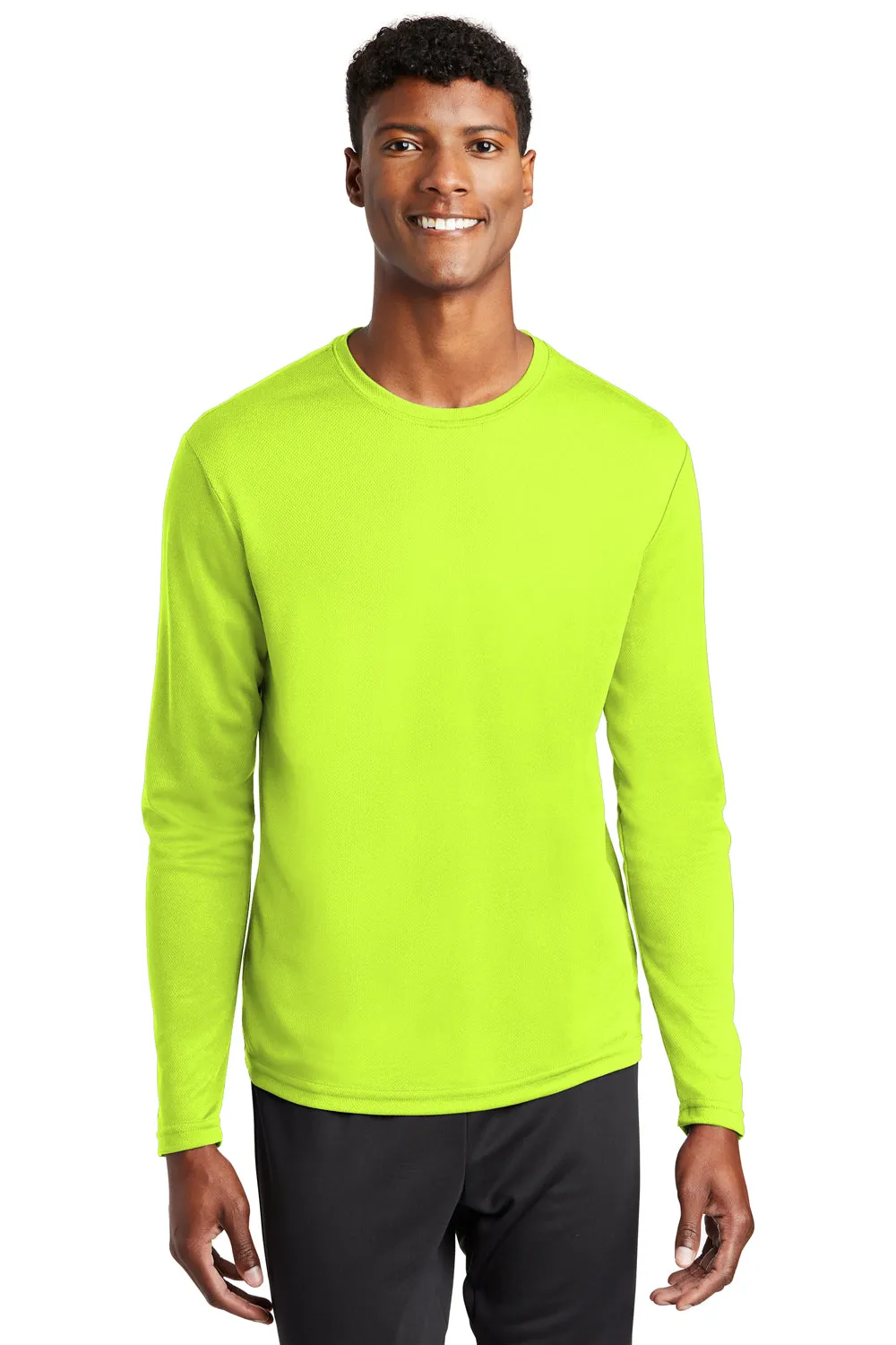 Sport-Tek Mens RacerMesh Moisture Wicking Long Sleeve Crewneck T-Shirt - Neon Yellow