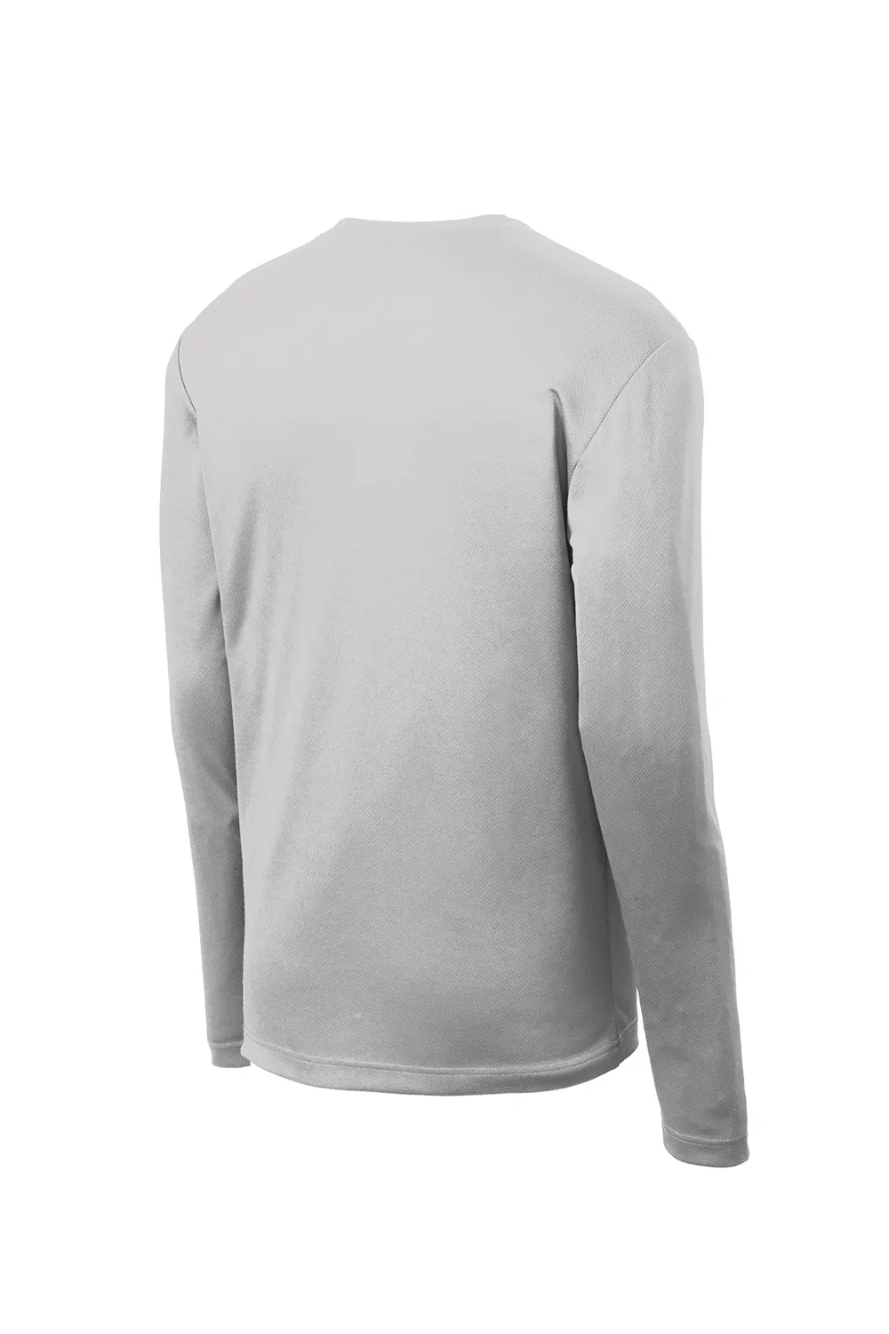 Sport-Tek Mens RacerMesh Moisture Wicking Long Sleeve Crewneck T-Shirt - Silver Grey