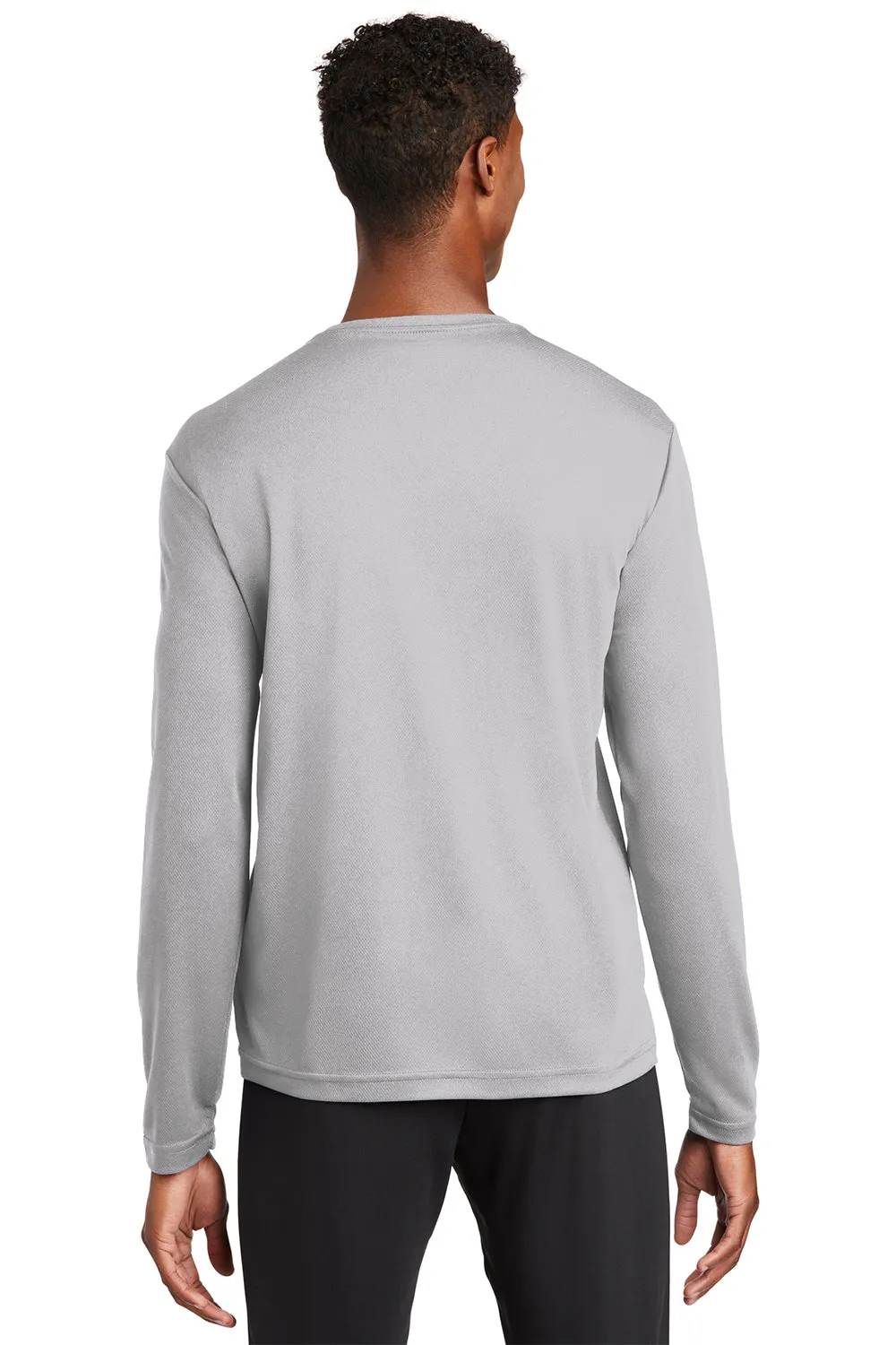Sport-Tek Mens RacerMesh Moisture Wicking Long Sleeve Crewneck T-Shirt - Silver Grey