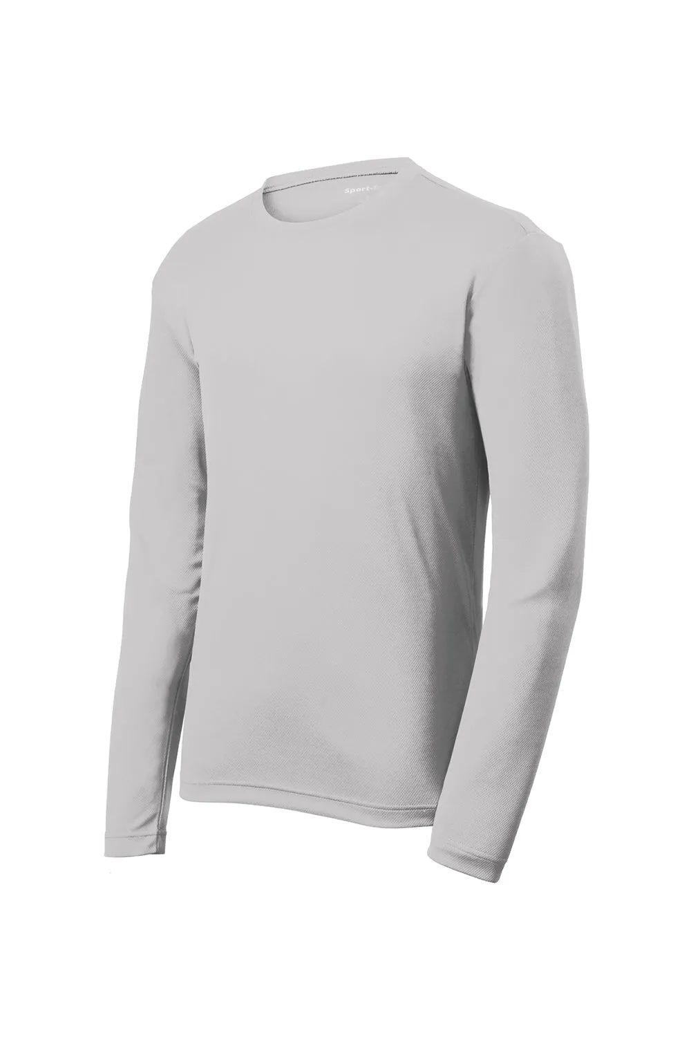 Sport-Tek Mens RacerMesh Moisture Wicking Long Sleeve Crewneck T-Shirt - Silver Grey