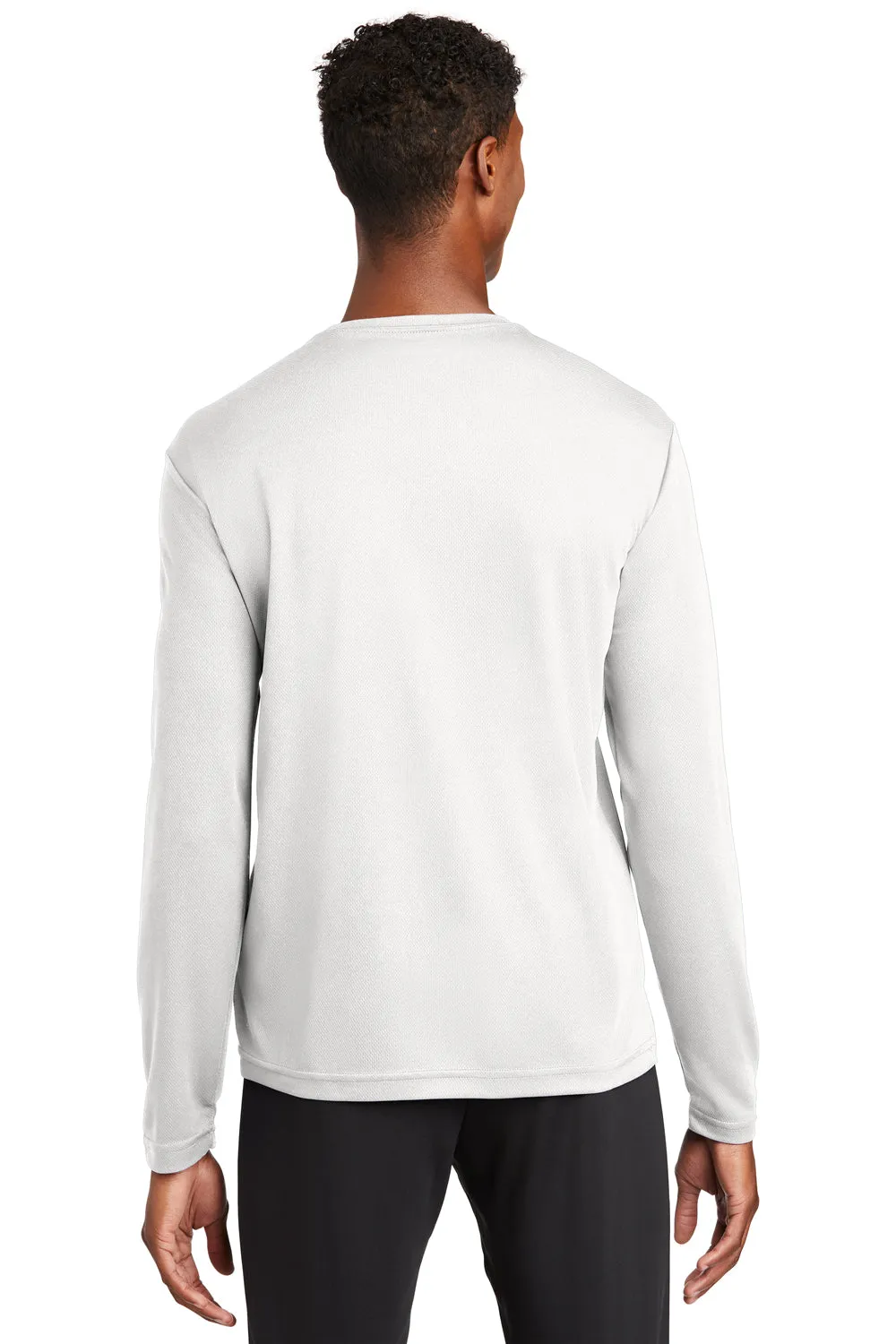 Sport-Tek Mens RacerMesh Moisture Wicking Long Sleeve Crewneck T-Shirt - White