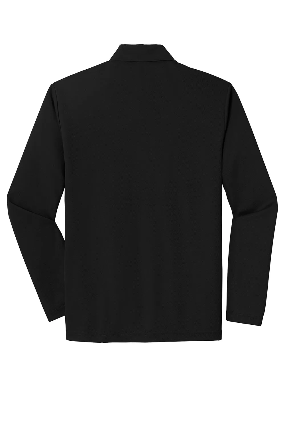 Sport-Tek Mens RacerMesh Moisture Wicking Long Sleeve Polo Shirt - Black