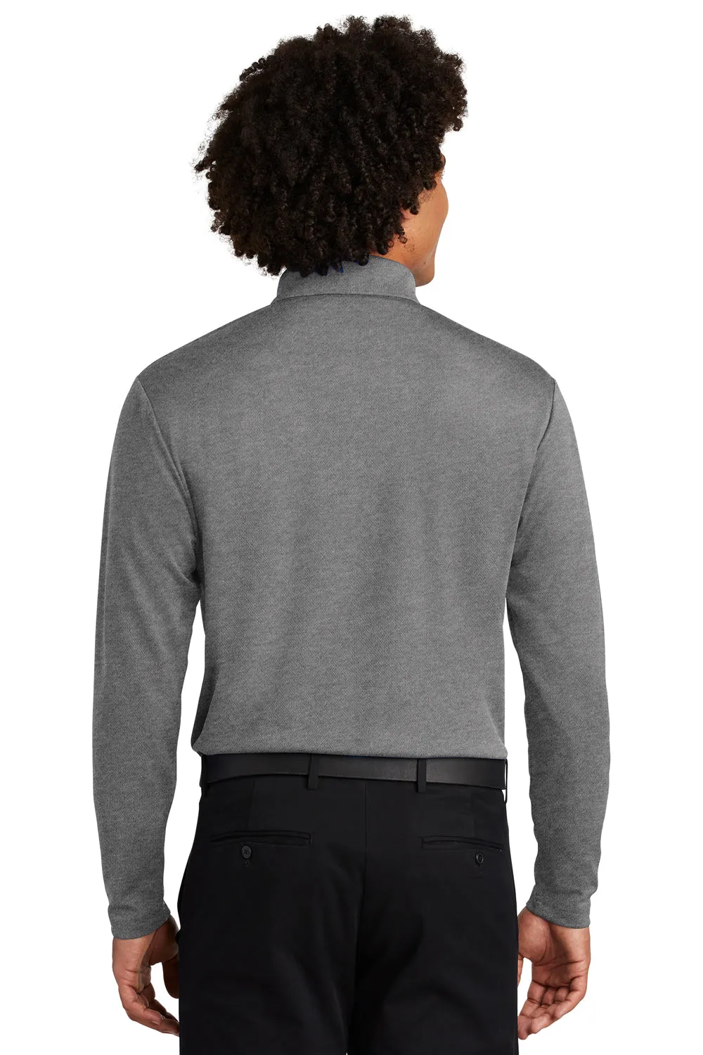 Sport-Tek Mens RacerMesh Moisture Wicking Long Sleeve Polo Shirt - Heather Grey