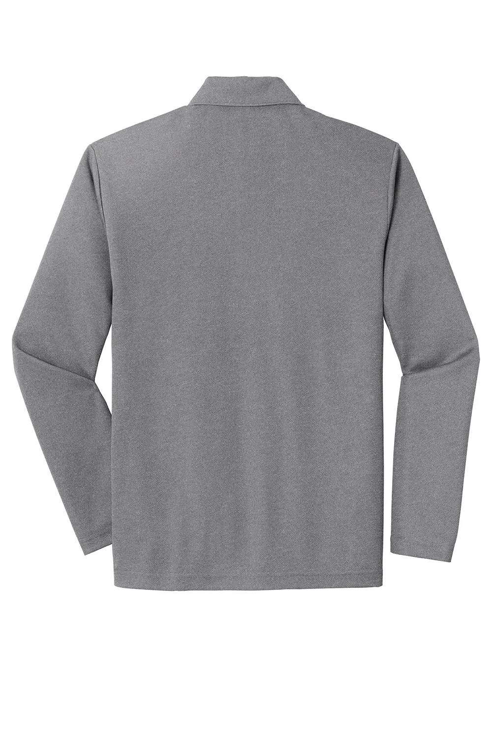 Sport-Tek Mens RacerMesh Moisture Wicking Long Sleeve Polo Shirt - Heather Grey