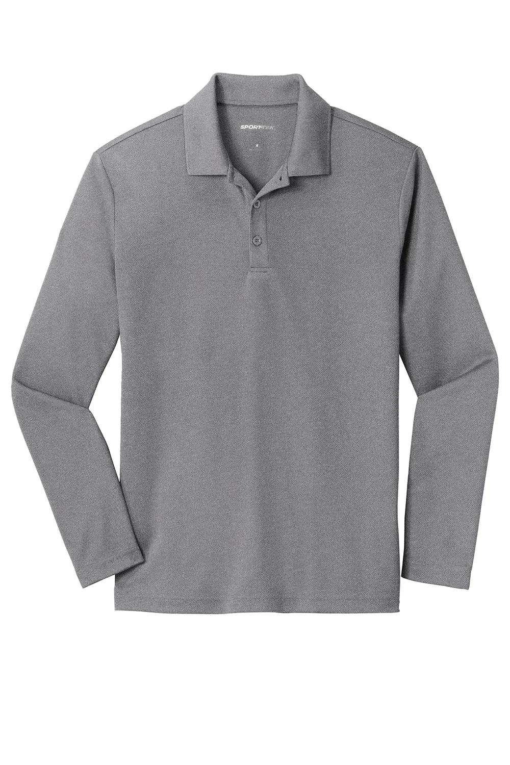 Sport-Tek Mens RacerMesh Moisture Wicking Long Sleeve Polo Shirt - Heather Grey