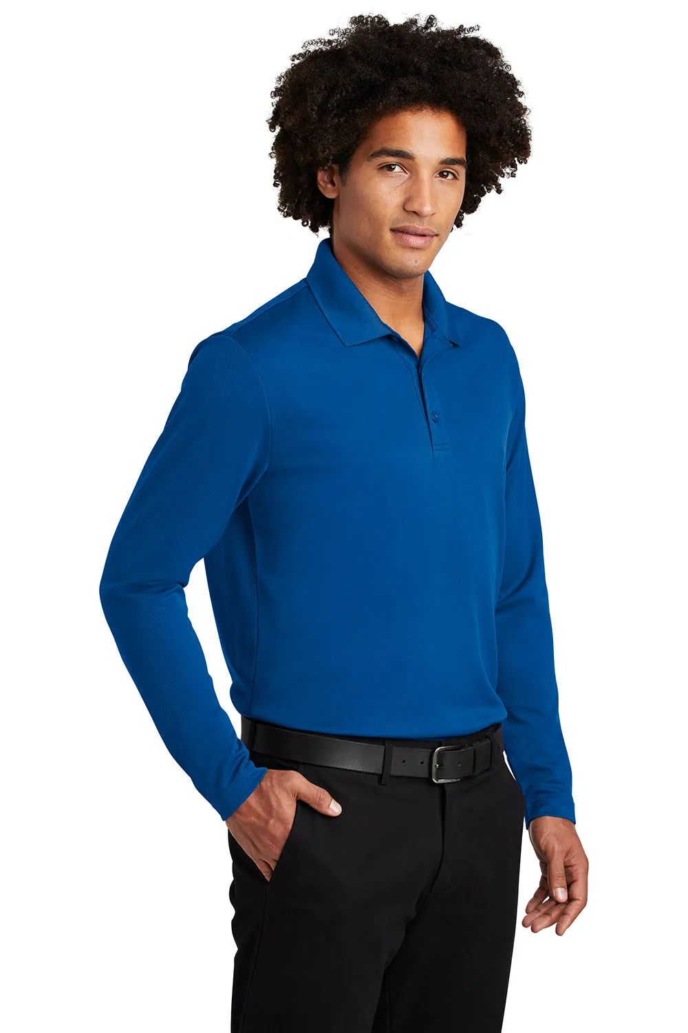 Sport-Tek Mens RacerMesh Moisture Wicking Long Sleeve Polo Shirt - True Royal Blue