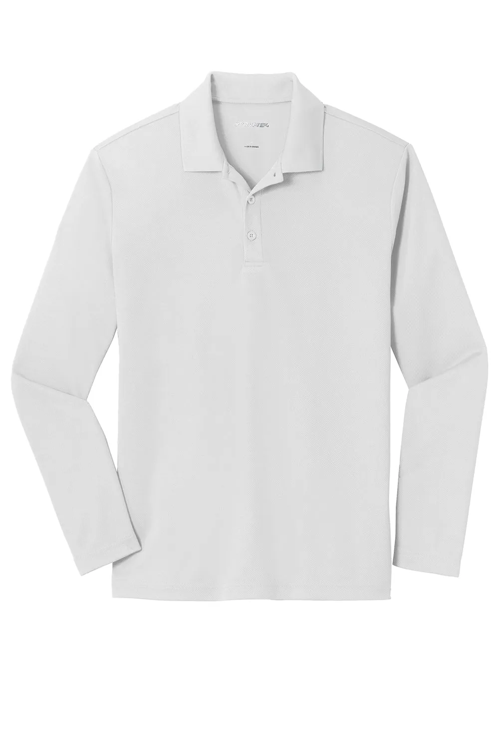Sport-Tek Mens RacerMesh Moisture Wicking Long Sleeve Polo Shirt - White