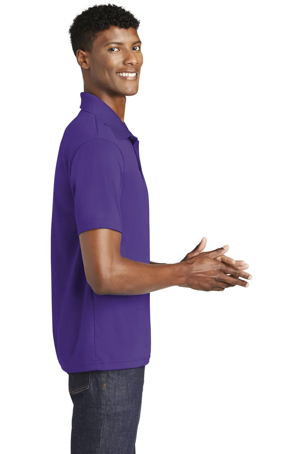Sport-Tek Mens RacerMesh Moisture Wicking Short Sleeve Polo Shirt - Purple
