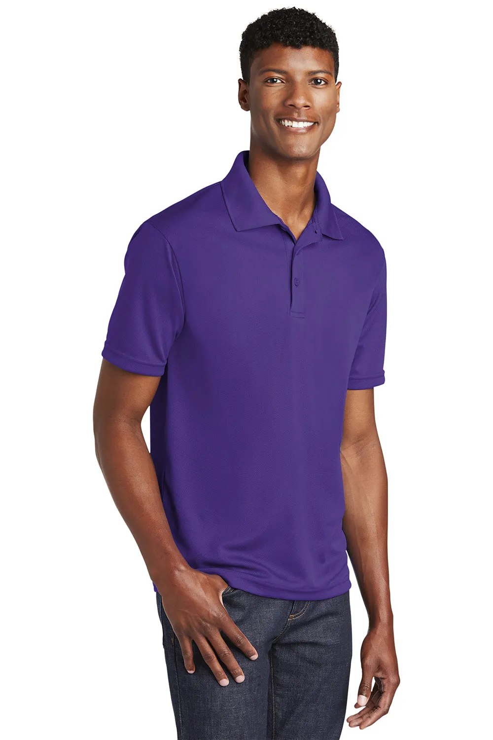 Sport-Tek Mens RacerMesh Moisture Wicking Short Sleeve Polo Shirt - Purple
